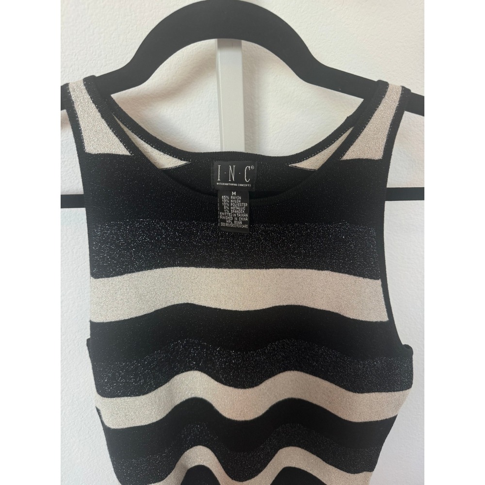 Vintage INC International Concepts Metallic Stripe Knit Tank Top M Y2K Going Out - Picture 3 of 8